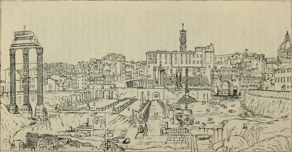 An illustration from Rambles in Rome; an archÃ¦ological and historical guide to the museums, galleries, villas, churches, and antiquities of Rome and the Campagna, 1887, leaf 62
