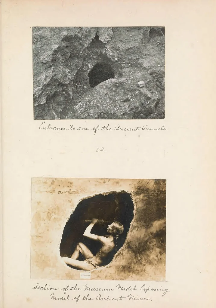 An illustration from Random records of a lifetime, 1846-1931 [actually 1932] volume VI, Aboriginal bowler quarries, Piney Branch, D.C., soapstone quarries, paint mines, and lay figure groups, 1872, leaf 245