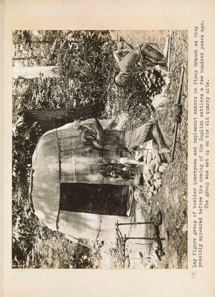 An illustration from Random records of a lifetime, 1846-1931 [actually 1932] volume VI, Aboriginal bowler quarries, Piney Branch, D.C., soapstone quarries, paint mines, and lay figure groups, 1872, leaf 61