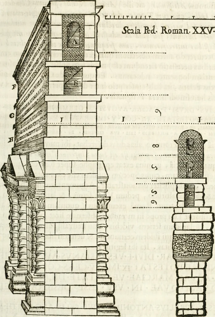 An illustration from Raphaelis Fabretti Gasparis F. Vrbinatis De columna Traiani syntagma : accesserunt explicatio veteris tabellae anaglyphae Homer Iliadem atque ex Stesichoro, Arctino et Lesche Ilii excidium continentis & emissarii lacus Fucini descriptio, 1683, leaf 110