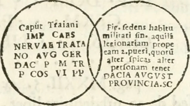 An illustration from Raphaelis Fabretti Gasparis F. Vrbinatis De columna Traiani syntagma : accesserunt explicatio veteris tabellae anaglyphae Homer Iliadem atque ex Stesichoro, Arctino et Lesche Ilii excidium continentis & emissarii lacus Fucini descriptio, 1683, leaf 114