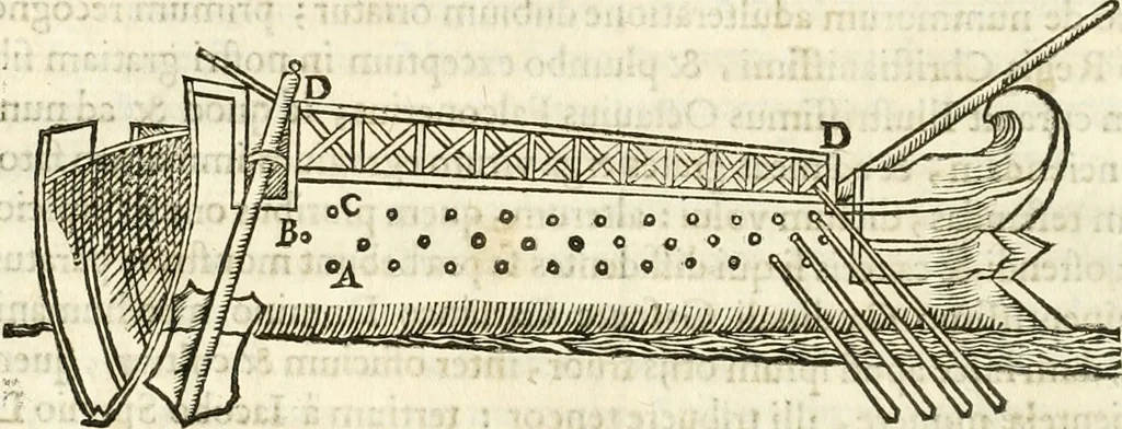 An illustration from Raphaelis Fabretti Gasparis F. Vrbinatis De columna Traiani syntagma : accesserunt explicatio veteris tabellae anaglyphae Homer Iliadem atque ex Stesichoro, Arctino et Lesche Ilii excidium continentis & emissarii lacus Fucini descriptio, 1683, leaf 141