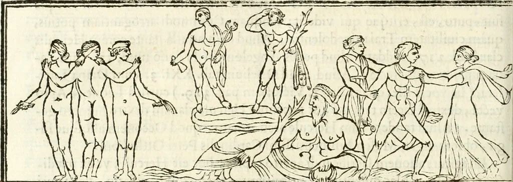 An illustration from Raphaelis Fabretti Gasparis F. Vrbinatis De columna Traiani syntagma : accesserunt explicatio veteris tabellae anaglyphae Homer Iliadem atque ex Stesichoro, Arctino et Lesche Ilii excidium continentis & emissarii lacus Fucini descriptio, 1683, leaf 181