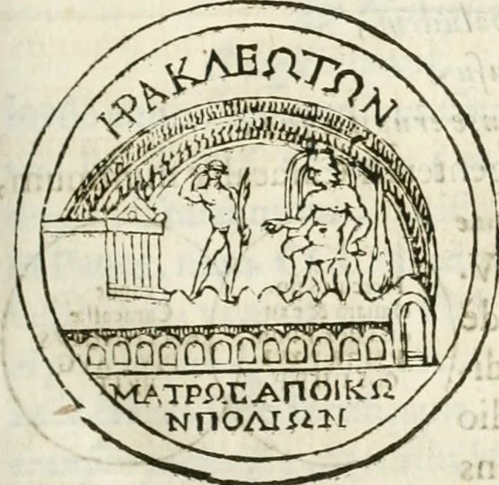 An illustration from Raphaelis Fabretti Gasparis F. Vrbinatis De columna Traiani syntagma : accesserunt explicatio veteris tabellae anaglyphae Homer Iliadem atque ex Stesichoro, Arctino et Lesche Ilii excidium continentis & emissarii lacus Fucini descriptio, 1683, leaf 182