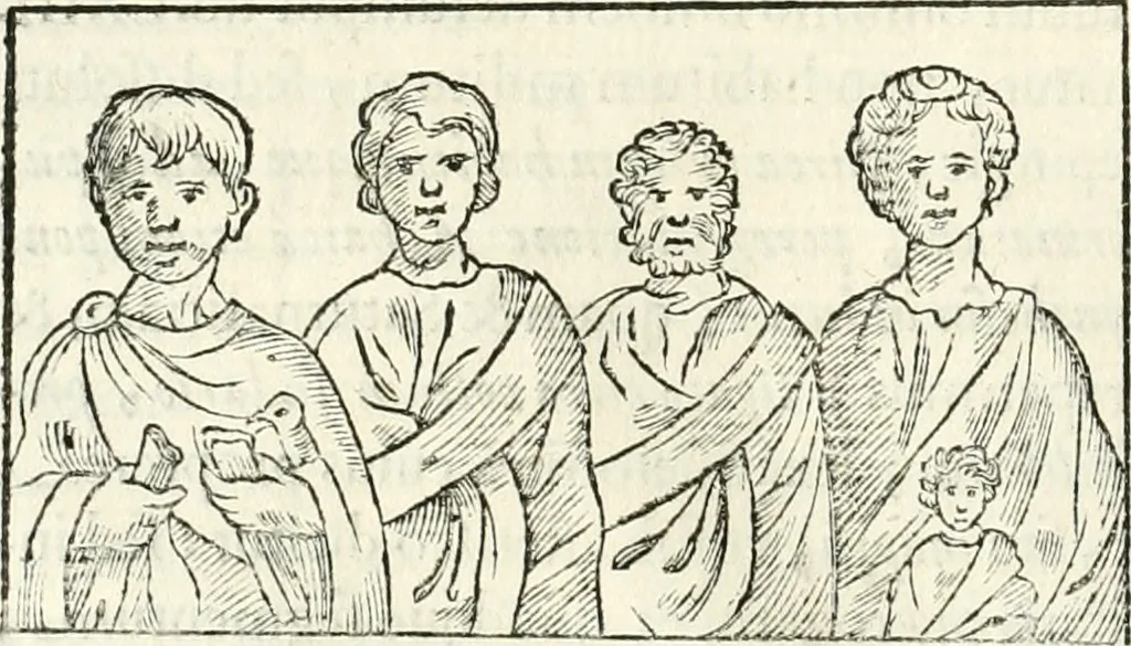 An illustration from Raphaelis Fabretti Gasparis F. Vrbinatis De columna Traiani syntagma : accesserunt explicatio veteris tabellae anaglyphae Homer Iliadem atque ex Stesichoro, Arctino et Lesche Ilii excidium continentis & emissarii lacus Fucini descriptio, 1683, leaf 201