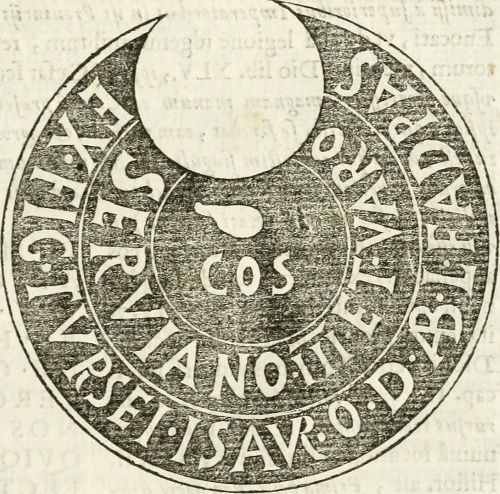 An illustration from Raphaelis Fabretti Gasparis F. Vrbinatis De columna Traiani syntagma : accesserunt explicatio veteris tabellae anaglyphae Homer Iliadem atque ex Stesichoro, Arctino et Lesche Ilii excidium continentis & emissarii lacus Fucini descriptio, 1683, leaf 204
