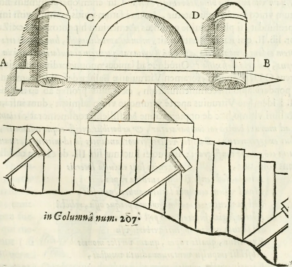An illustration from Raphaelis Fabretti Gasparis F. Vrbinatis De columna Traiani syntagma : accesserunt explicatio veteris tabellae anaglyphae Homer Iliadem atque ex Stesichoro, Arctino et Lesche Ilii excidium continentis & emissarii lacus Fucini descriptio, 1683, leaf 224
