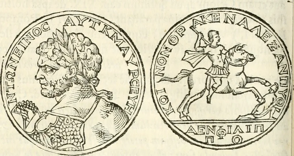 An illustration from Raphaelis Fabretti Gasparis F. Vrbinatis De columna Traiani syntagma : accesserunt explicatio veteris tabellae anaglyphae Homer Iliadem atque ex Stesichoro, Arctino et Lesche Ilii excidium continentis & emissarii lacus Fucini descriptio, 1683, leaf 231