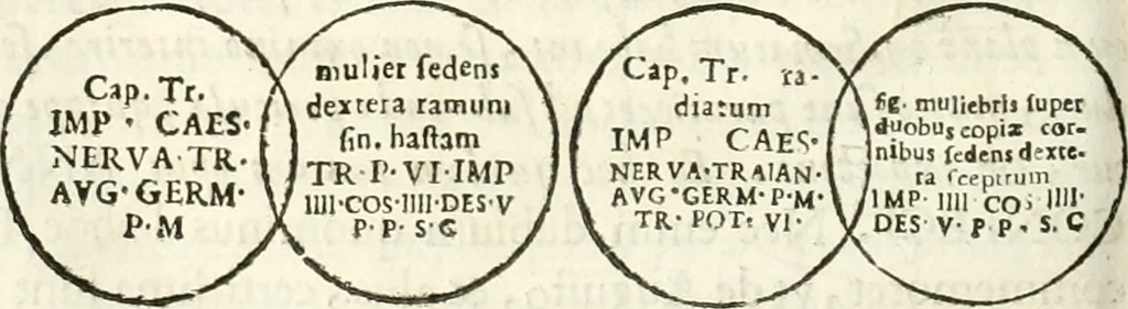 An illustration from Raphaelis Fabretti Gasparis F. Vrbinatis De columna Traiani syntagma : accesserunt explicatio veteris tabellae anaglyphae Homer Iliadem atque ex Stesichoro, Arctino et Lesche Ilii excidium continentis & emissarii lacus Fucini descriptio, 1683, leaf 281