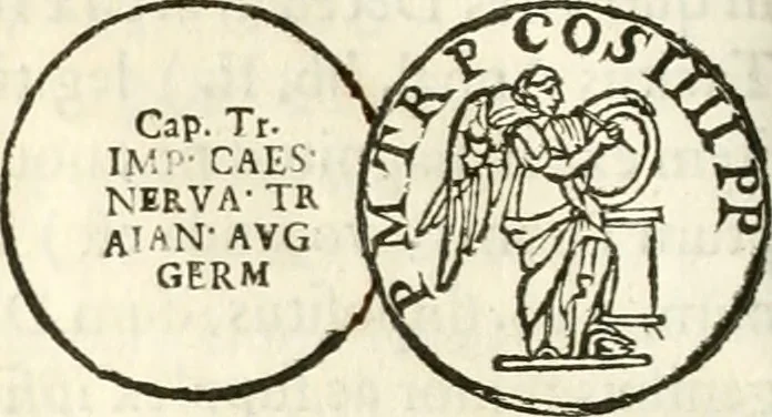 An illustration from Raphaelis Fabretti Gasparis F. Vrbinatis De columna Traiani syntagma : accesserunt explicatio veteris tabellae anaglyphae Homer Iliadem atque ex Stesichoro, Arctino et Lesche Ilii excidium continentis & emissarii lacus Fucini descriptio, 1683, leaf 287