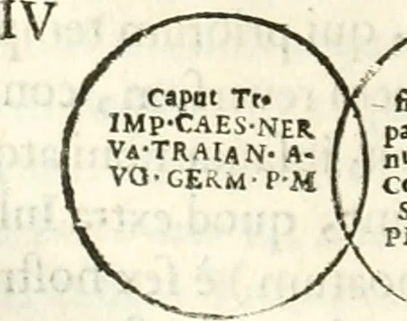 An illustration from Raphaelis Fabretti Gasparis F. Vrbinatis De columna Traiani syntagma : accesserunt explicatio veteris tabellae anaglyphae Homer Iliadem atque ex Stesichoro, Arctino et Lesche Ilii excidium continentis & emissarii lacus Fucini descriptio, 1683, leaf 287