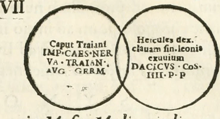 An illustration from Raphaelis Fabretti Gasparis F. Vrbinatis De columna Traiani syntagma : accesserunt explicatio veteris tabellae anaglyphae Homer Iliadem atque ex Stesichoro, Arctino et Lesche Ilii excidium continentis & emissarii lacus Fucini descriptio, 1683, leaf 288