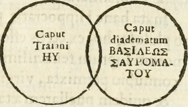 An illustration from Raphaelis Fabretti Gasparis F. Vrbinatis De columna Traiani syntagma : accesserunt explicatio veteris tabellae anaglyphae Homer Iliadem atque ex Stesichoro, Arctino et Lesche Ilii excidium continentis & emissarii lacus Fucini descriptio, 1683, leaf 30