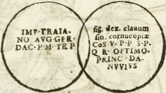 An illustration from Raphaelis Fabretti Gasparis F. Vrbinatis De columna Traiani syntagma : accesserunt explicatio veteris tabellae anaglyphae Homer Iliadem atque ex Stesichoro, Arctino et Lesche Ilii excidium continentis & emissarii lacus Fucini descriptio, 1683, leaf 310