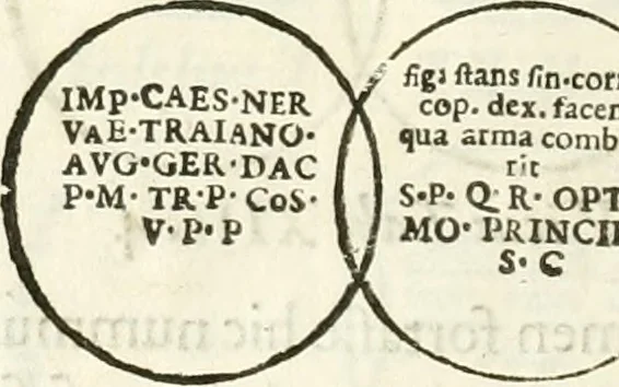 An illustration from Raphaelis Fabretti Gasparis F. Vrbinatis De columna Traiani syntagma : accesserunt explicatio veteris tabellae anaglyphae Homer Iliadem atque ex Stesichoro, Arctino et Lesche Ilii excidium continentis & emissarii lacus Fucini descriptio, 1683, leaf 319