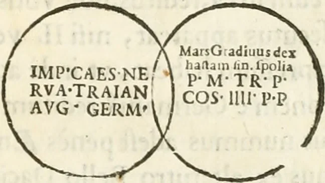 An illustration from Raphaelis Fabretti Gasparis F. Vrbinatis De columna Traiani syntagma : accesserunt explicatio veteris tabellae anaglyphae Homer Iliadem atque ex Stesichoro, Arctino et Lesche Ilii excidium continentis & emissarii lacus Fucini descriptio, 1683, leaf 320