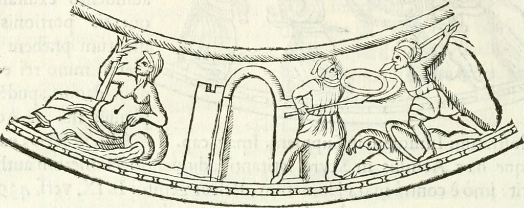 An illustration from Raphaelis Fabretti Gasparis F. Vrbinatis De columna Traiani syntagma : accesserunt explicatio veteris tabellae anaglyphae Homer Iliadem atque ex Stesichoro, Arctino et Lesche Ilii excidium continentis & emissarii lacus Fucini descriptio, 1683, leaf 369