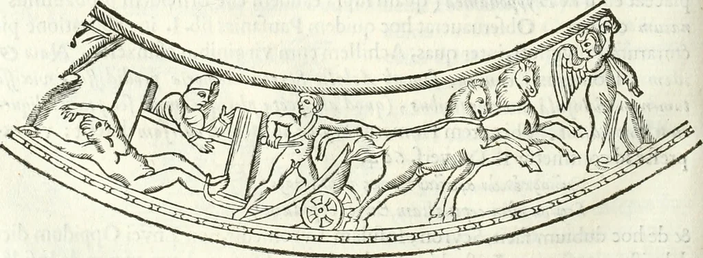 An illustration from Raphaelis Fabretti Gasparis F. Vrbinatis De columna Traiani syntagma : accesserunt explicatio veteris tabellae anaglyphae Homer Iliadem atque ex Stesichoro, Arctino et Lesche Ilii excidium continentis & emissarii lacus Fucini descriptio, 1683, leaf 369