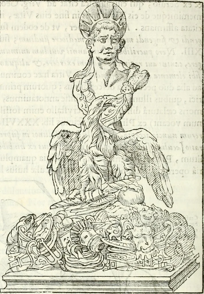 An illustration from Raphaelis Fabretti Gasparis F. Vrbinatis De columna Traiani syntagma : accesserunt explicatio veteris tabellae anaglyphae Homer Iliadem atque ex Stesichoro, Arctino et Lesche Ilii excidium continentis & emissarii lacus Fucini descriptio, 1683, leaf 393
