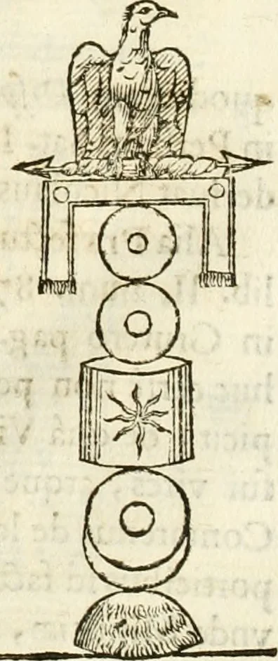 An illustration from Raphaelis Fabretti Gasparis F. Vrbinatis De columna Traiani syntagma : accesserunt explicatio veteris tabellae anaglyphae Homer Iliadem atque ex Stesichoro, Arctino et Lesche Ilii excidium continentis & emissarii lacus Fucini descriptio, 1683, leaf 43