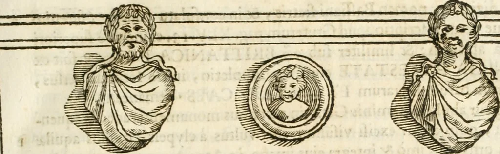 An illustration from Raphaelis Fabretti Gasparis F. Vrbinatis De columna Traiani syntagma : accesserunt explicatio veteris tabellae anaglyphae Homer Iliadem atque ex Stesichoro, Arctino et Lesche Ilii excidium continentis & emissarii lacus Fucini descriptio, 1683, leaf 44