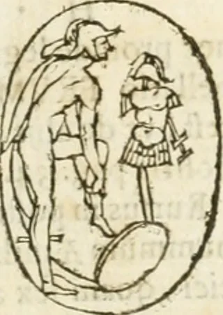 An illustration from Raphaelis Fabretti Gasparis F. Vrbinatis De columna Traiani syntagma : accesserunt explicatio veteris tabellae anaglyphae Homer Iliadem atque ex Stesichoro, Arctino et Lesche Ilii excidium continentis & emissarii lacus Fucini descriptio, 1683, leaf 492