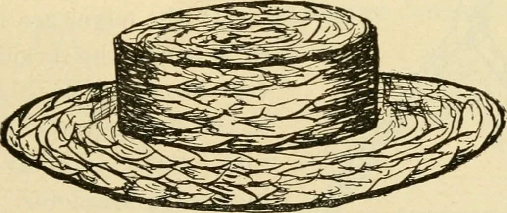 An illustration from Raphia and reed weaving, including also cardboard and paper construction; a practical course for primary and elementary schools, 1901, leaf 104