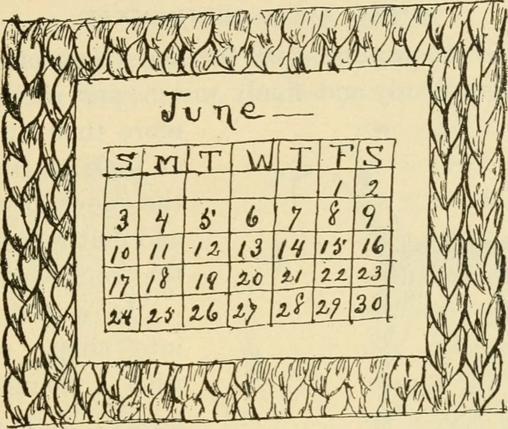 An illustration from Raphia and reed weaving, including also cardboard and paper construction; a practical course for primary and elementary schools, 1901, leaf 108
