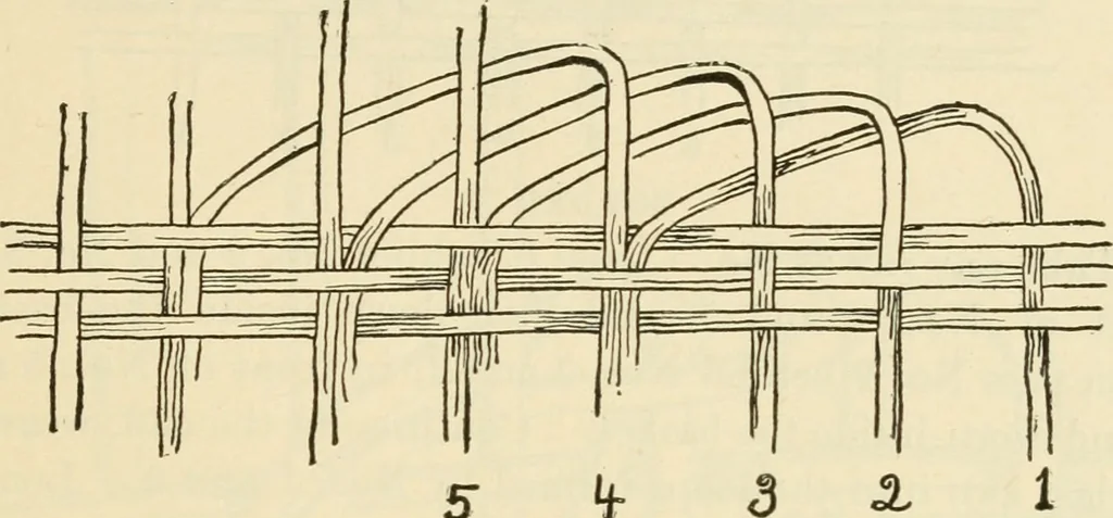 An illustration from Raphia and reed weaving, including also cardboard and paper construction; a practical course for primary and elementary schools, 1901, leaf 72