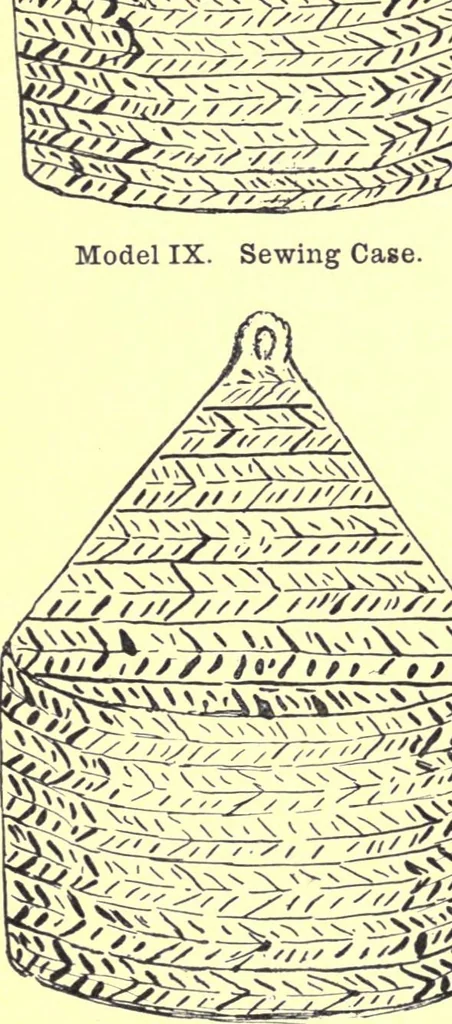 An illustration from Raphia and reed weaving, including also cardboard and paper construction; a practical course for primary and elementary schools, 1901, leaf 107