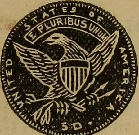 An illustration from Rare American coins: their description, and past and present fictitious values, 1887, leaf 14