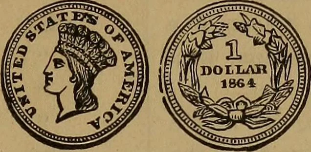 An illustration from Rare American coins: their description, and past and present fictitious values, 1887, leaf 16