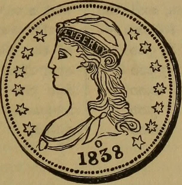 An illustration from Rare American coins: their description, and past and present fictitious values, 1887, leaf 16