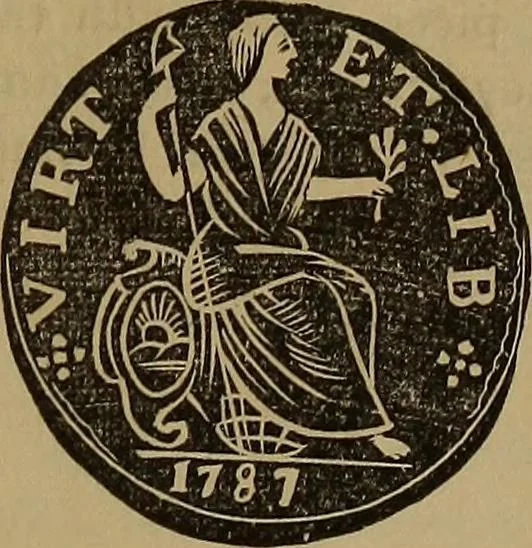 An illustration from Rare American coins: their description, and past and present fictitious values, 1887, leaf 22