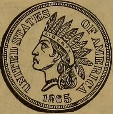 An illustration from Rare American coins: their description, and past and present fictitious values, 1887, leaf 28