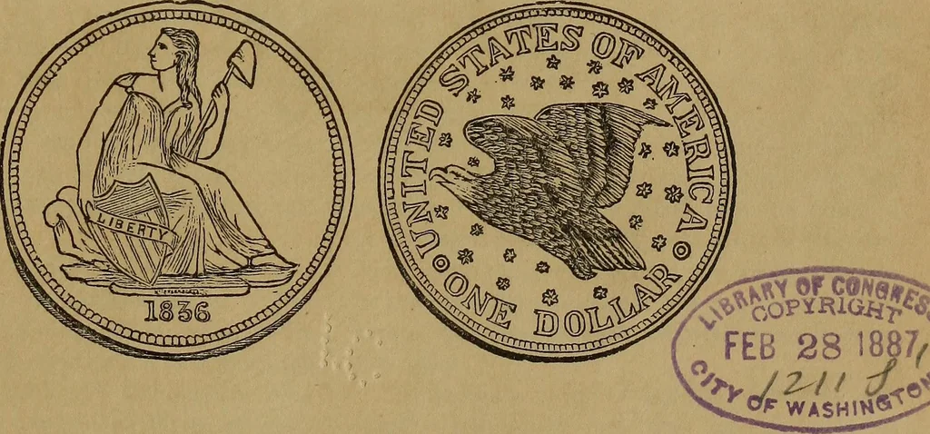 An illustration from Rare American coins: their description, and past and present fictitious values, 1887, leaf 4
