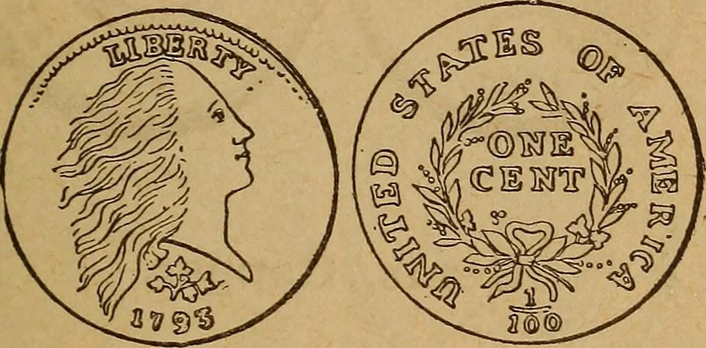An illustration from The rare coins of America, England, Ireland, Scotland, France, Germany, and Spain ... a complete list of and prices paid for rare American ... coins, fractional currency, colonial, continental and Confederate paper money; a list of all counterfeit U. S. Treasury and national bank notes and Canadian banks notes, and how to detect them; the market value of all nations' coins and bank notes in U.S. money; a list of and prices paid for rare English, Irish, Scotch, French, German and Spanish coins. Illustrated with about 150 cuts, 1889, leaf 106