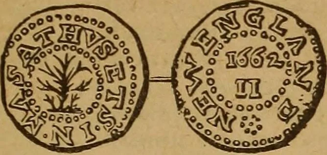 An illustration from The rare coins of America, England, Ireland, Scotland, France, Germany, and Spain ... a complete list of and prices paid for rare American ... coins, fractional currency, colonial, continental and Confederate paper money; a list of all counterfeit U. S. Treasury and national bank notes and Canadian banks notes, and how to detect them; the market value of all nations' coins and bank notes in U.S. money; a list of and prices paid for rare English, Irish, Scotch, French, German and Spanish coins. Illustrated with about 150 cuts, 1889, leaf 20