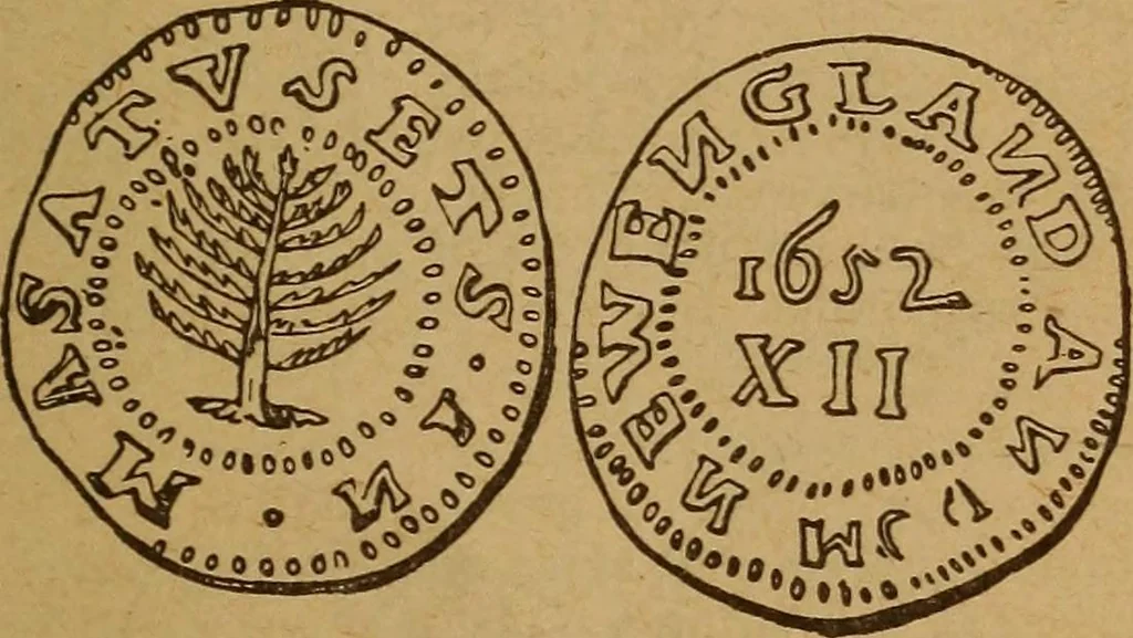 An illustration from The rare coins of America, England, Ireland, Scotland, France, Germany, and Spain ... a complete list of and prices paid for rare American ... coins, fractional currency, colonial, continental and Confederate paper money; a list of all counterfeit U. S. Treasury and national bank notes and Canadian banks notes, and how to detect them; the market value of all nations' coins and bank notes in U.S. money; a list of and prices paid for rare English, Irish, Scotch, French, German and Spanish coins. Illustrated with about 150 cuts, 1889, leaf 20