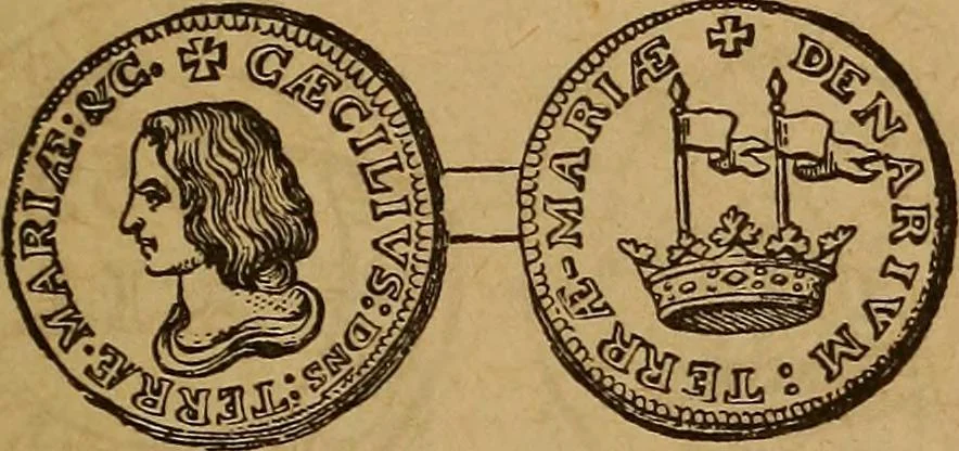 An illustration from The rare coins of America, England, Ireland, Scotland, France, Germany, and Spain ... a complete list of and prices paid for rare American ... coins, fractional currency, colonial, continental and Confederate paper money; a list of all counterfeit U. S. Treasury and national bank notes and Canadian banks notes, and how to detect them; the market value of all nations' coins and bank notes in U.S. money; a list of and prices paid for rare English, Irish, Scotch, French, German and Spanish coins. Illustrated with about 150 cuts, 1889, leaf 24