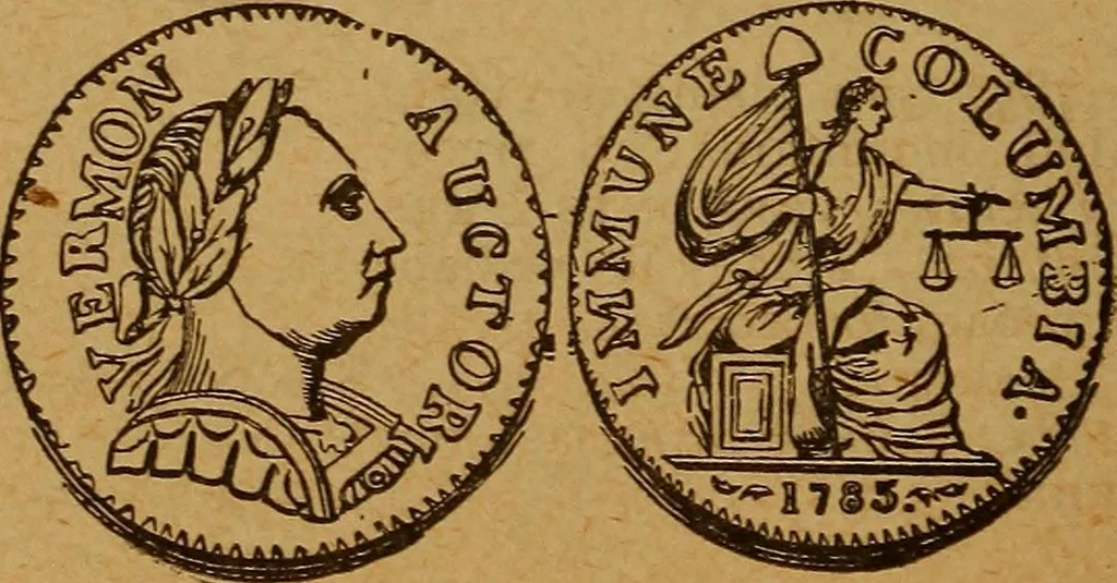 An illustration from The rare coins of America, England, Ireland, Scotland, France, Germany, and Spain ... a complete list of and prices paid for rare American ... coins, fractional currency, colonial, continental and Confederate paper money; a list of all counterfeit U. S. Treasury and national bank notes and Canadian banks notes, and how to detect them; the market value of all nations' coins and bank notes in U.S. money; a list of and prices paid for rare English, Irish, Scotch, French, German and Spanish coins. Illustrated with about 150 cuts, 1889, leaf 39