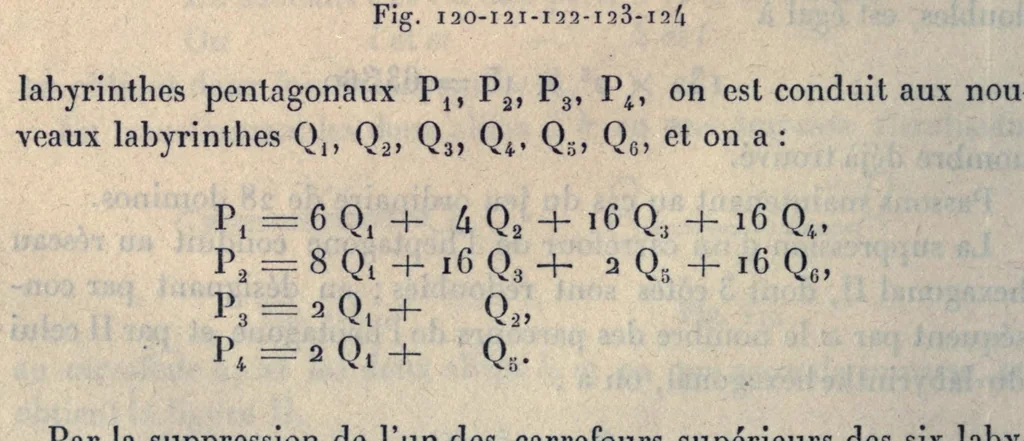 An illustration from Récréations mathématiques at problèmes des temps ancien et modernes. 2. éd. française traduite d'après la 4. éd., anglaise et enrichie par J. Fitz-Patrick, 1907, leaf 270
