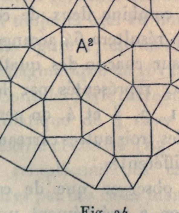 An illustration from Récréations mathématiques at problèmes des temps ancien et modernes. 2. éd. française traduite d'après la 4. éd., anglaise et enrichie par J. Fitz-Patrick, 1907, leaf 47