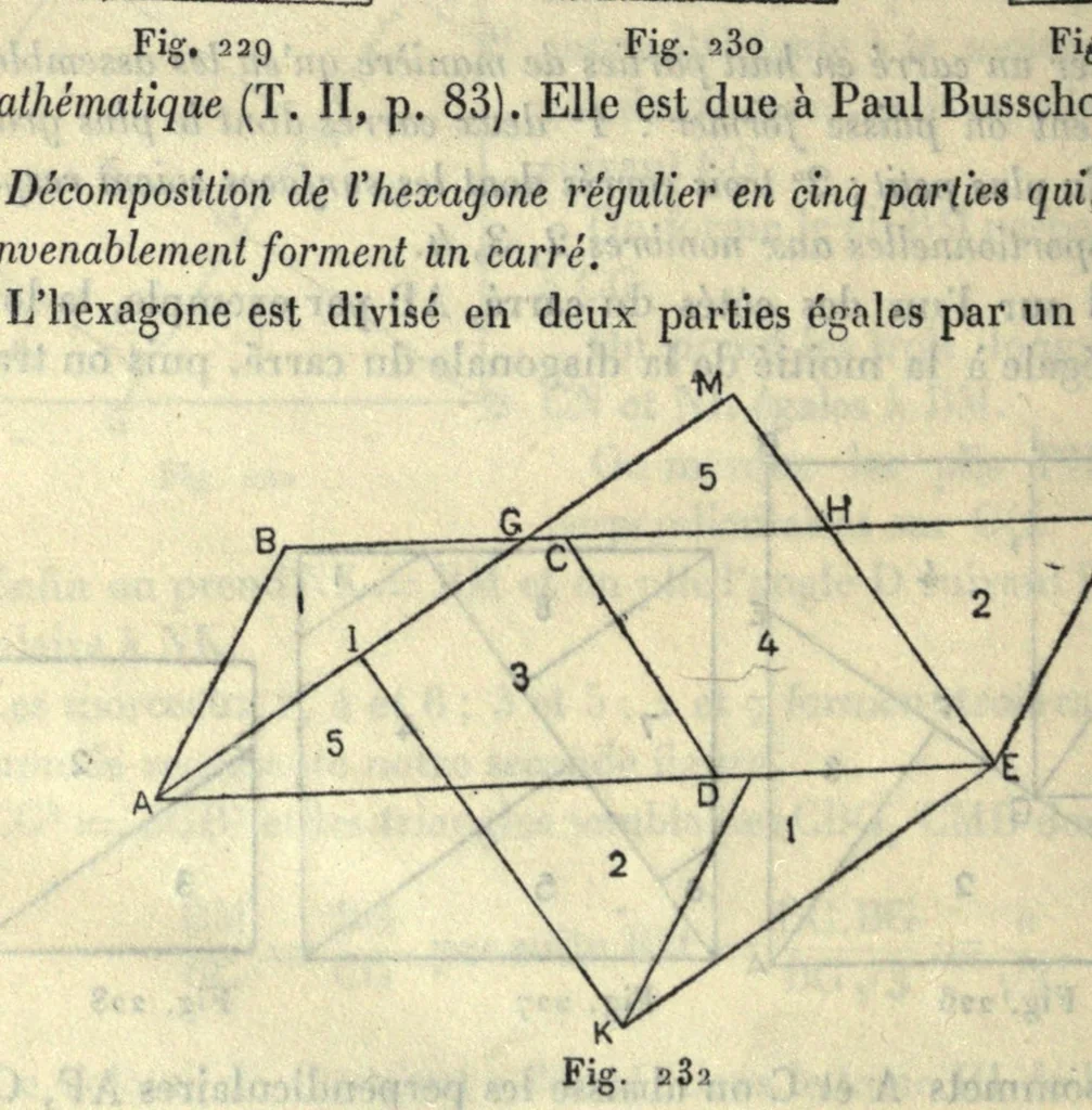 An illustration from Récréations mathématiques at problèmes des temps ancien et modernes. 2. éd. française traduite d'après la 4. éd., anglaise et enrichie par J. Fitz-Patrick, 1907, leaf 370