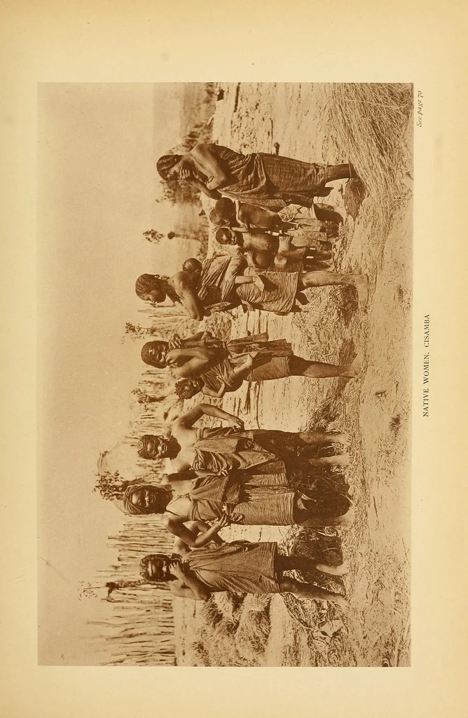 An illustration from Reality versus romance in South Central Africa : being an account of a journey across the continent from Benguella on the west through Bihe, Ganguella, ... to the mouth of the Zambesi on the east coast, 1893, leaf 77