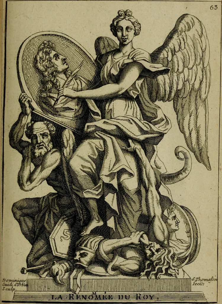An illustration from Recüeil des figures, groupes, thermes, fontaines, vases, et autres ornemens tels qu'ils se voyent a présent dans le chateau et parc de Versailles : gravé d'après les originaux, 1694, leaf 158