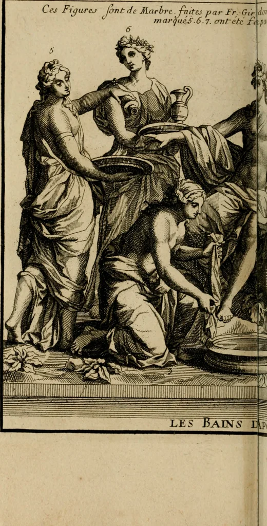 An illustration from Recüeil des figures, groupes, thermes, fontaines, vases, et autres ornemens tels qu'ils se voyent a présent dans le chateau et parc de Versailles : gravé d'après les originaux, 1694, leaf 161
