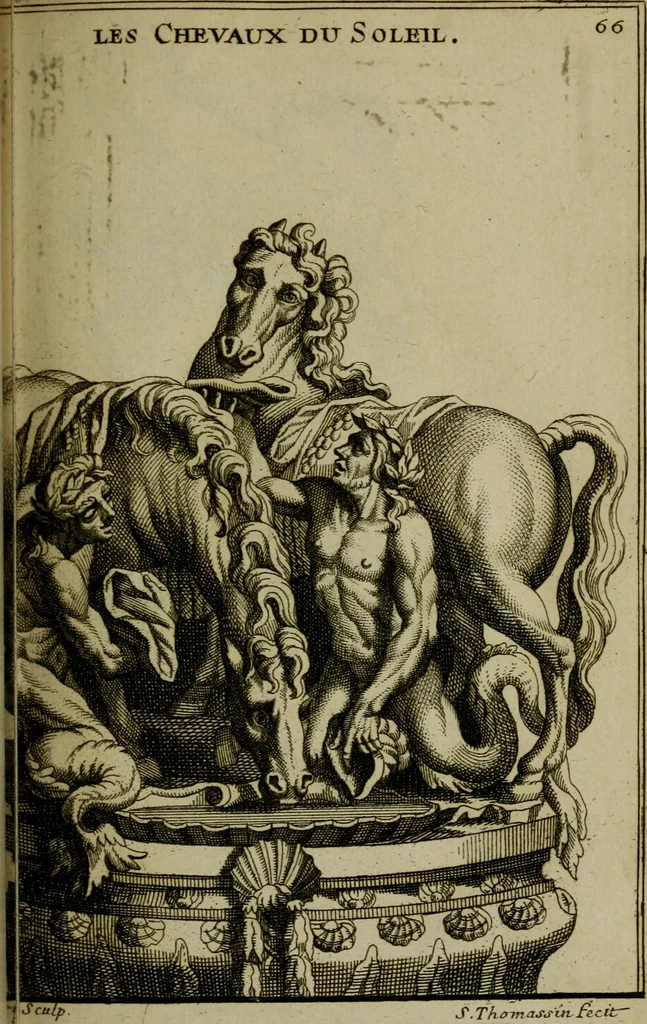An illustration from Recüeil des figures, groupes, thermes, fontaines, vases, et autres ornemens tels qu'ils se voyent a présent dans le chateau et parc de Versailles : gravé d'après les originaux, 1694, leaf 166