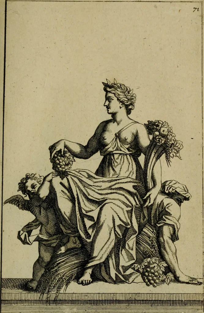 An illustration from Recüeil des figures, groupes, thermes, fontaines, vases, et autres ornemens tels qu'ils se voyent a présent dans le chateau et parc de Versailles : gravé d'après les originaux, 1694, leaf 176
