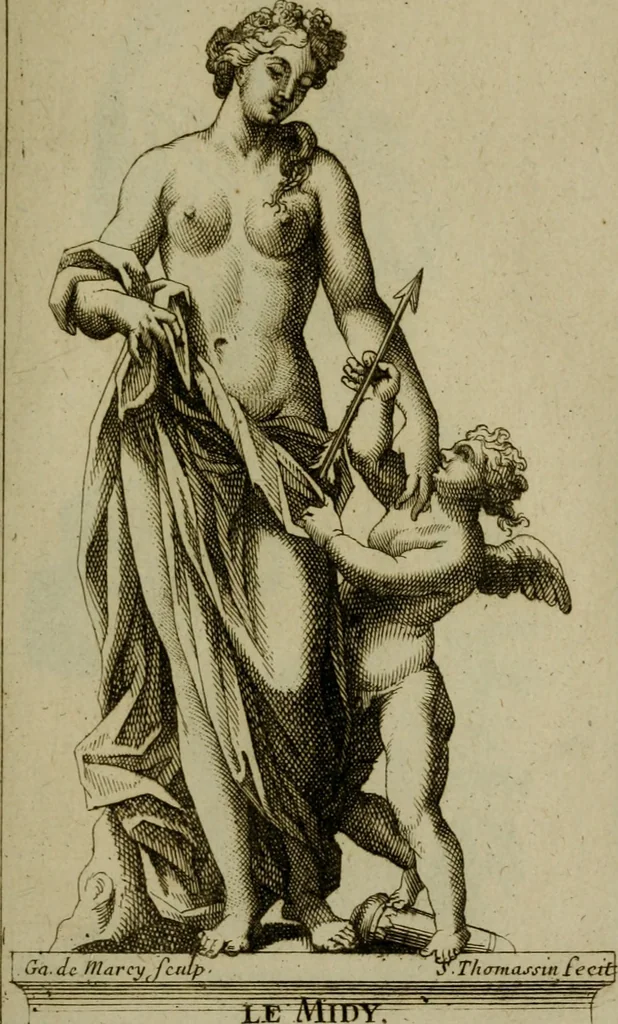 An illustration from Recüeil des figures, groupes, thermes, fontaines, vases, et autres ornemens tels qu'ils se voyent a présent dans le chateau et parc de Versailles : gravé d'après les originaux, 1694, leaf 210